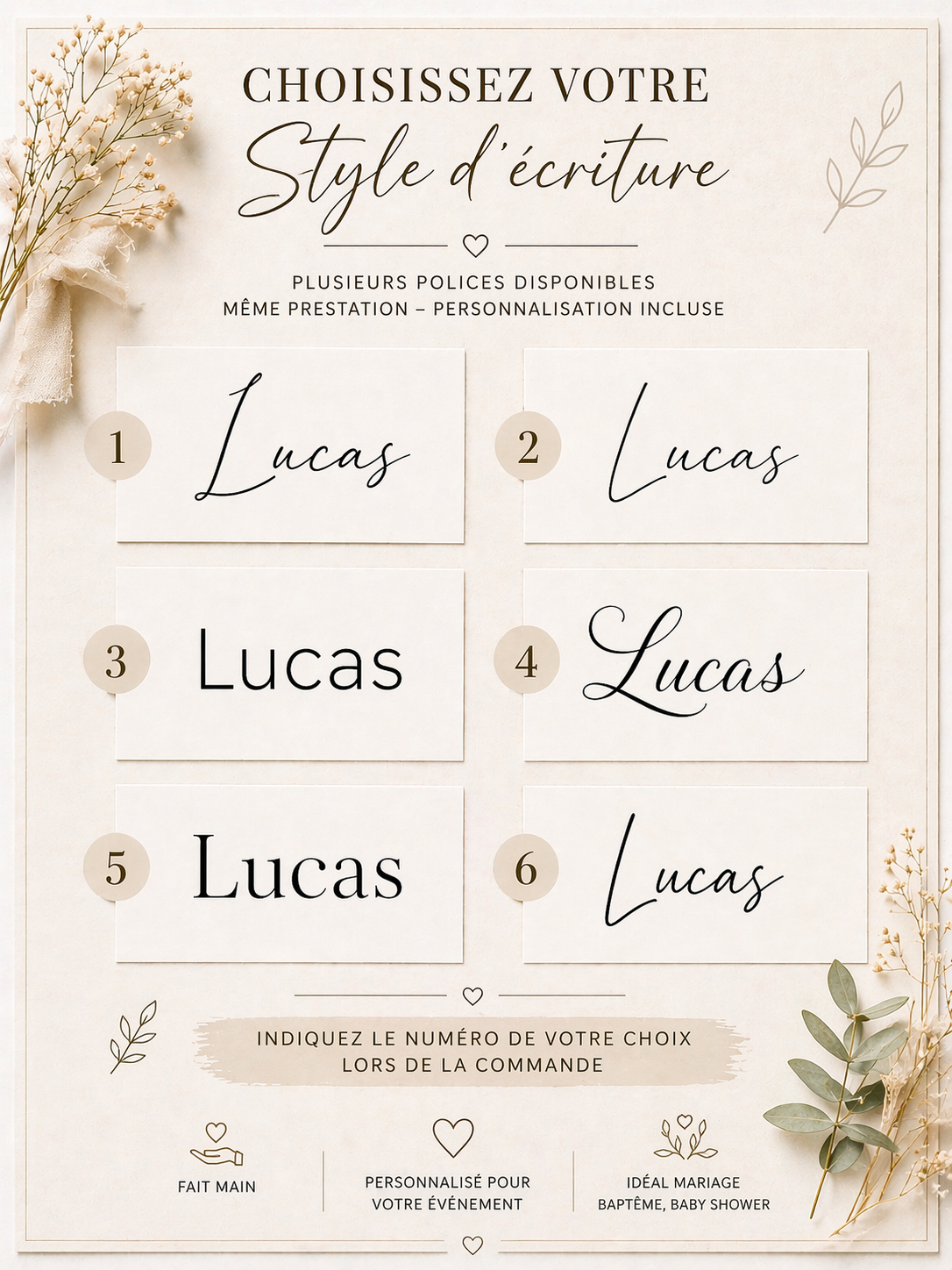 Cartes invités artisanales sur agrumes séchés pour mariage et événements en Provence | The Originea