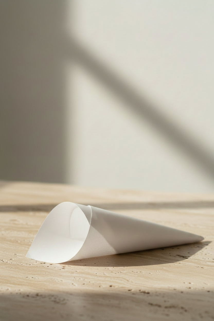 Cône à confettis en papier blanc, façonné à la main, prêt à garnir pour mariage | The Originea