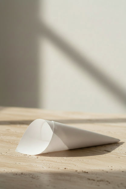 Cône à confettis en papier blanc, façonné à la main, prêt à garnir pour mariage | The Originea