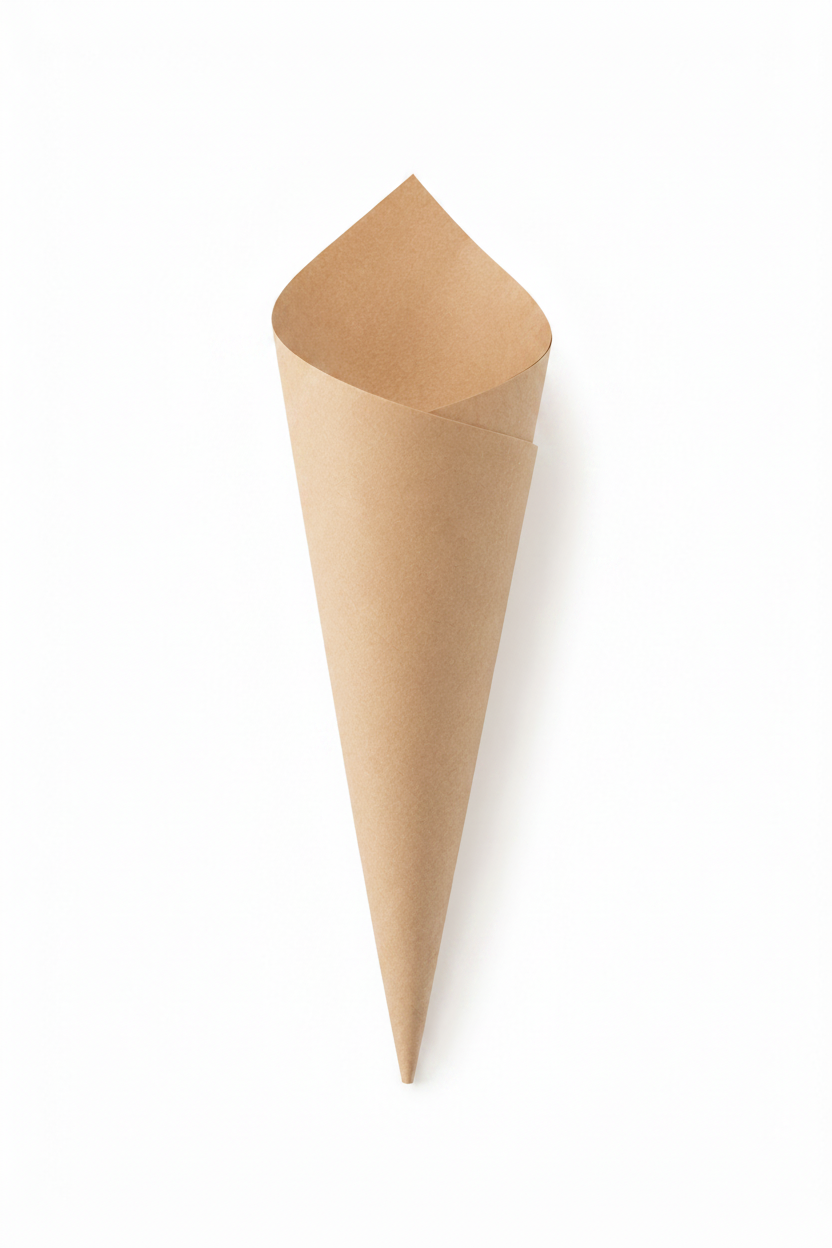 Cône à confettis en papier kraft naturel, façonné à la main, prêt à garnir pour mariage | The Originea