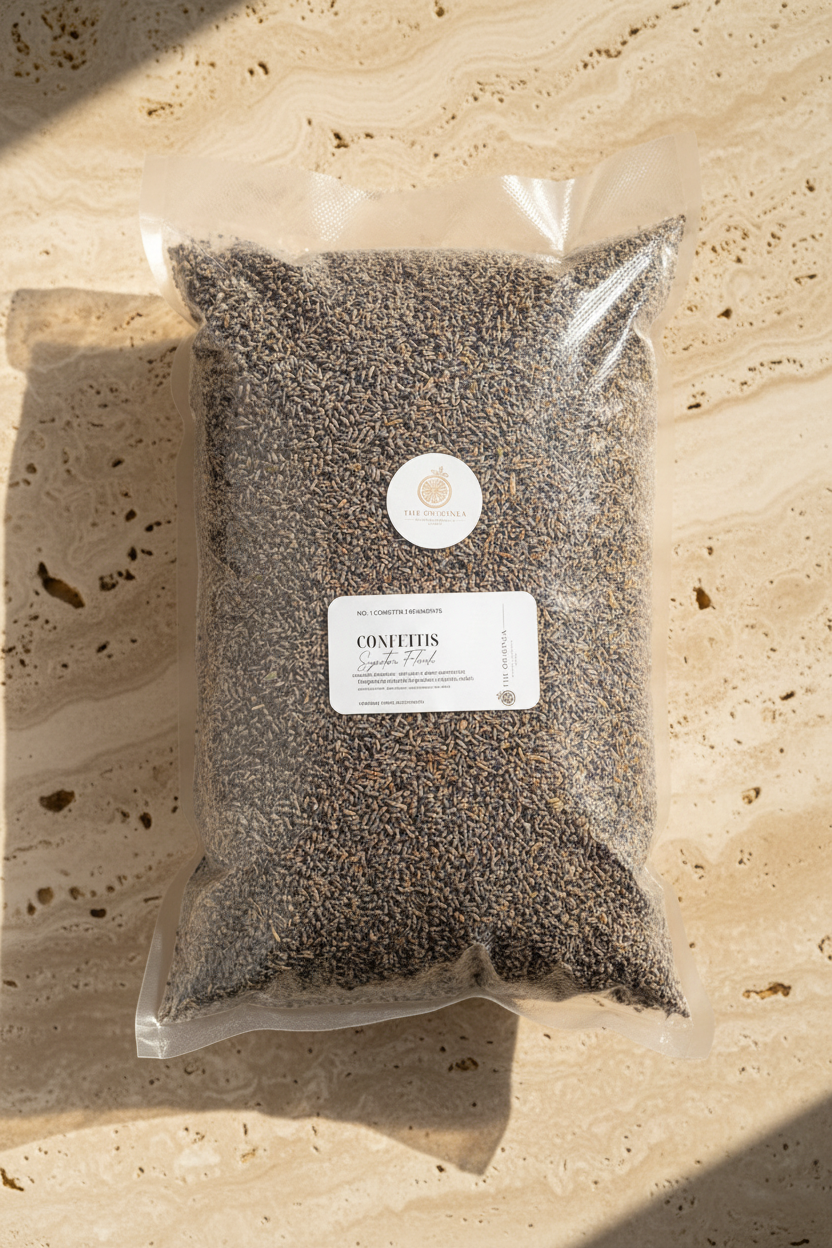 Sachet confettis lavande pure AOP Provence The Originea — épis de lavande 100% naturels biodégradables, conditionnement artisanal mariage | The Originea