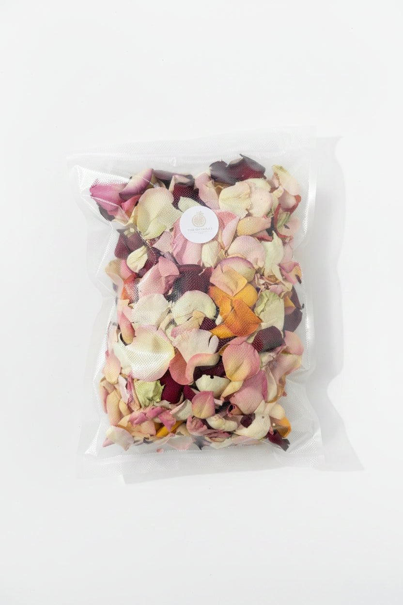 Mix pétales de rose séchés multicolores — conditionnement artisanal | The Originea