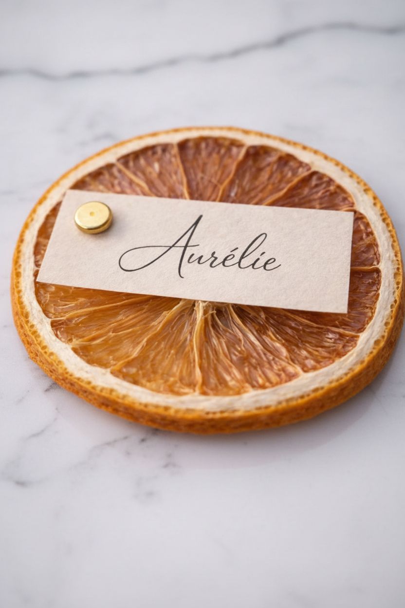 Étiquette sur Agrume Séché Personnalisée — Marque-place Aurélie, fait main en Provence by The Originea