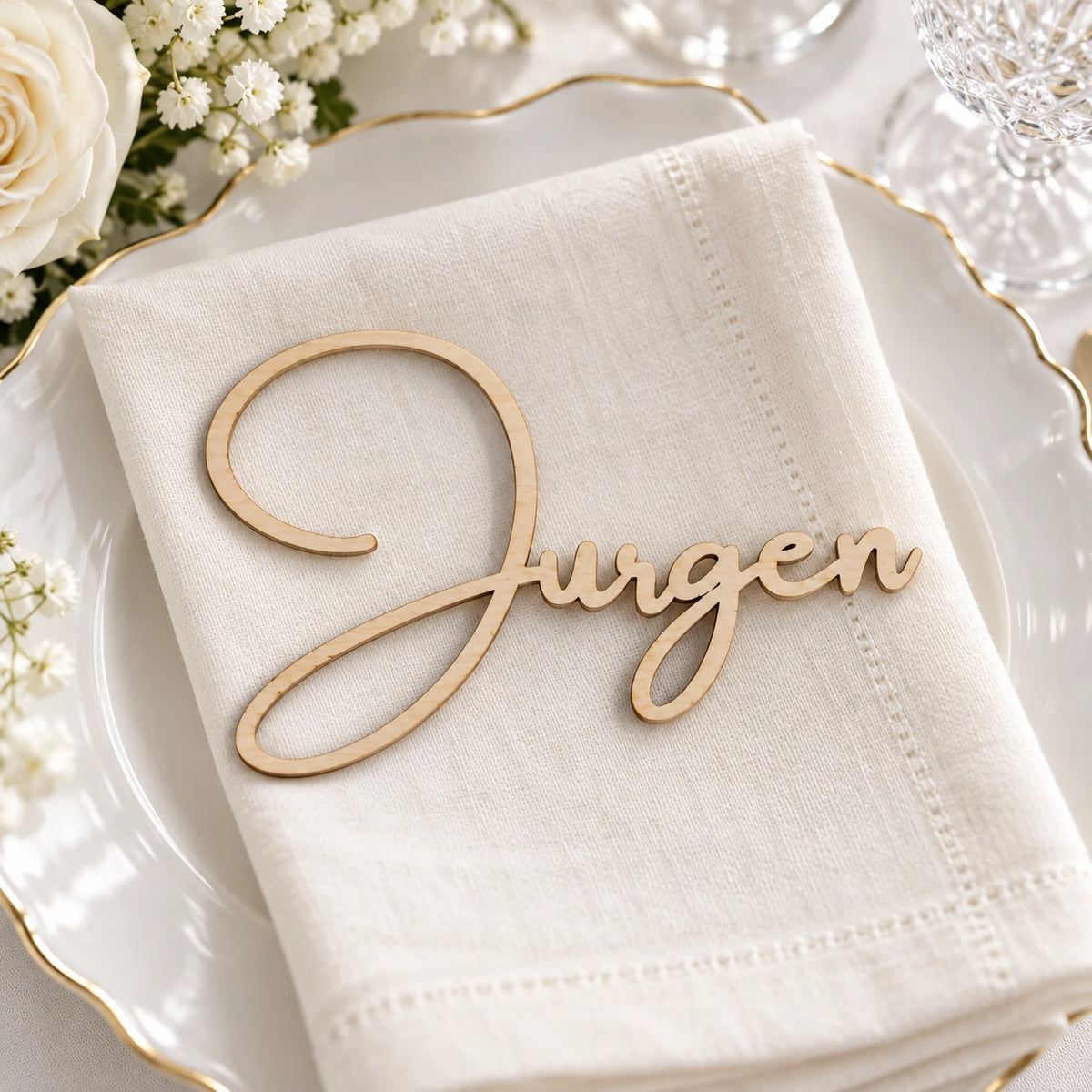 Marque-place prénom découpé laser acrylique mariage | The Originea
