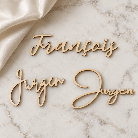 Marque-place prénom découpé laser miroir mariage | The Originea