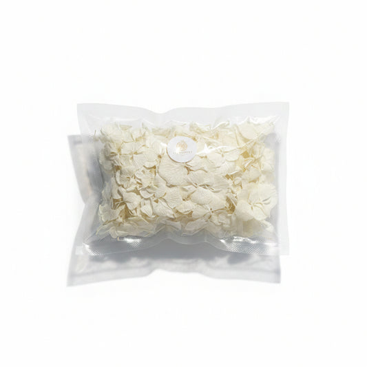 Pétales d'hortensia blancs séchés — sachet sous vide The Originea | The Originea