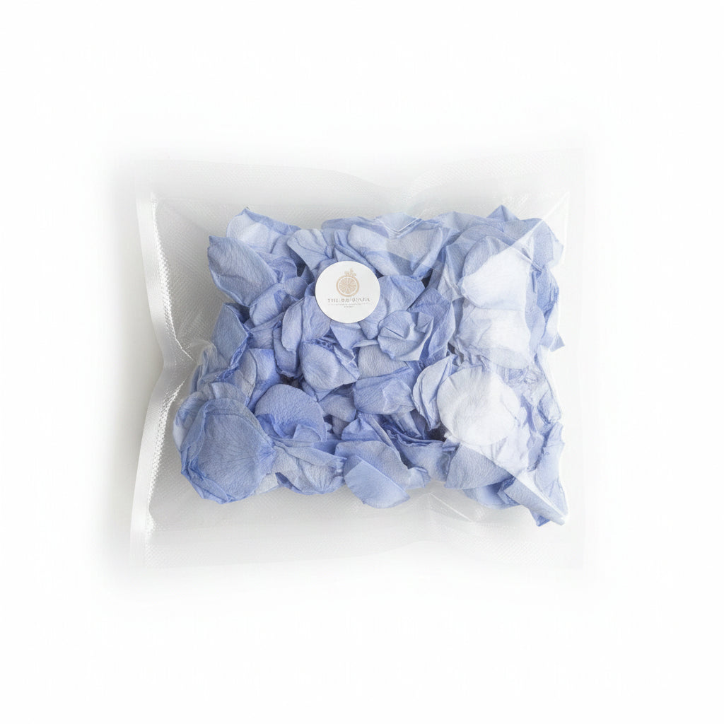 Pétales de rose bleu violet conservés en sachet | The Originea