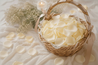 Pétales de rose champagne séchés en vrac pour confettis mariage luxe et romantique | The Originea