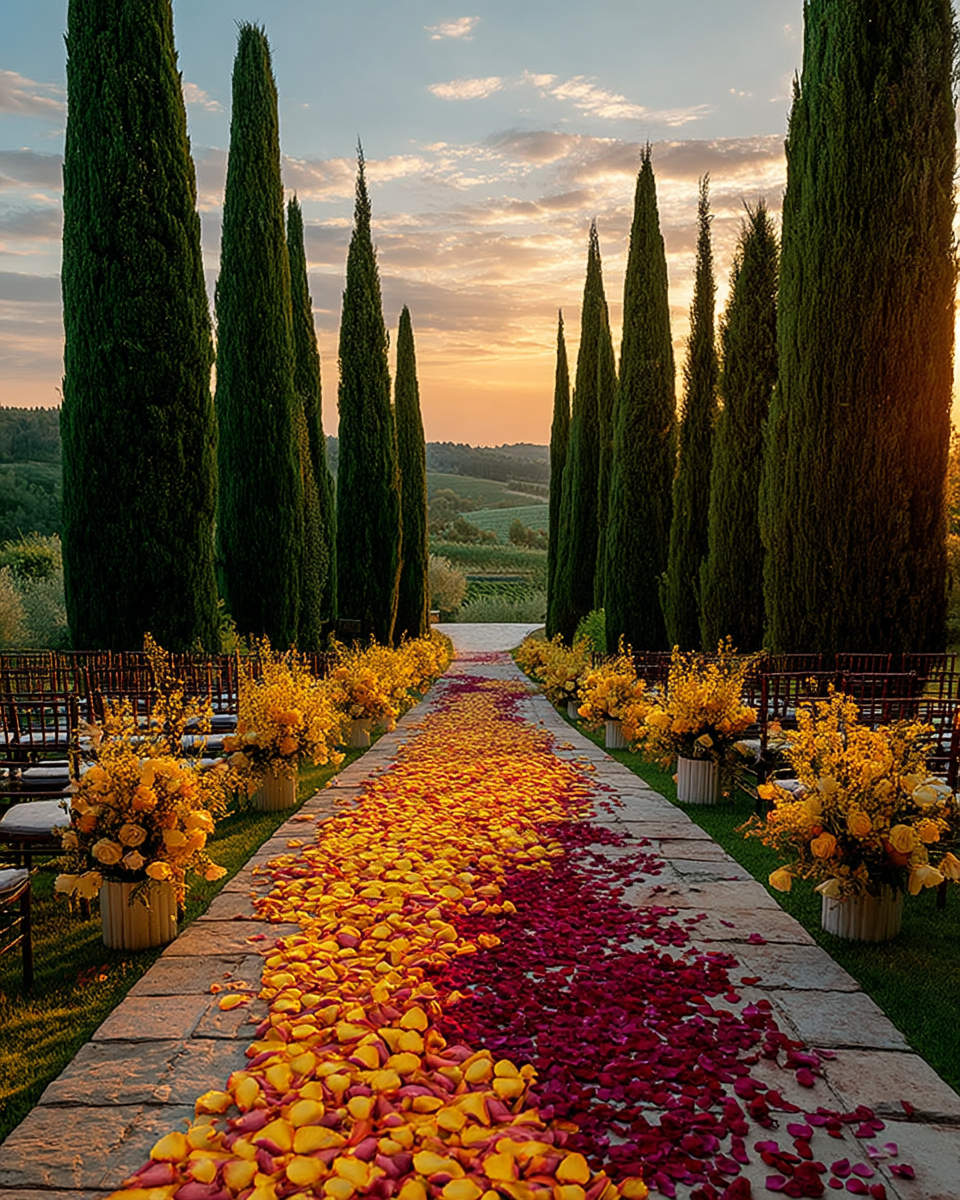 Pétales de rose orange et jaune séchés — confettis mariage biodégradables | The Originea