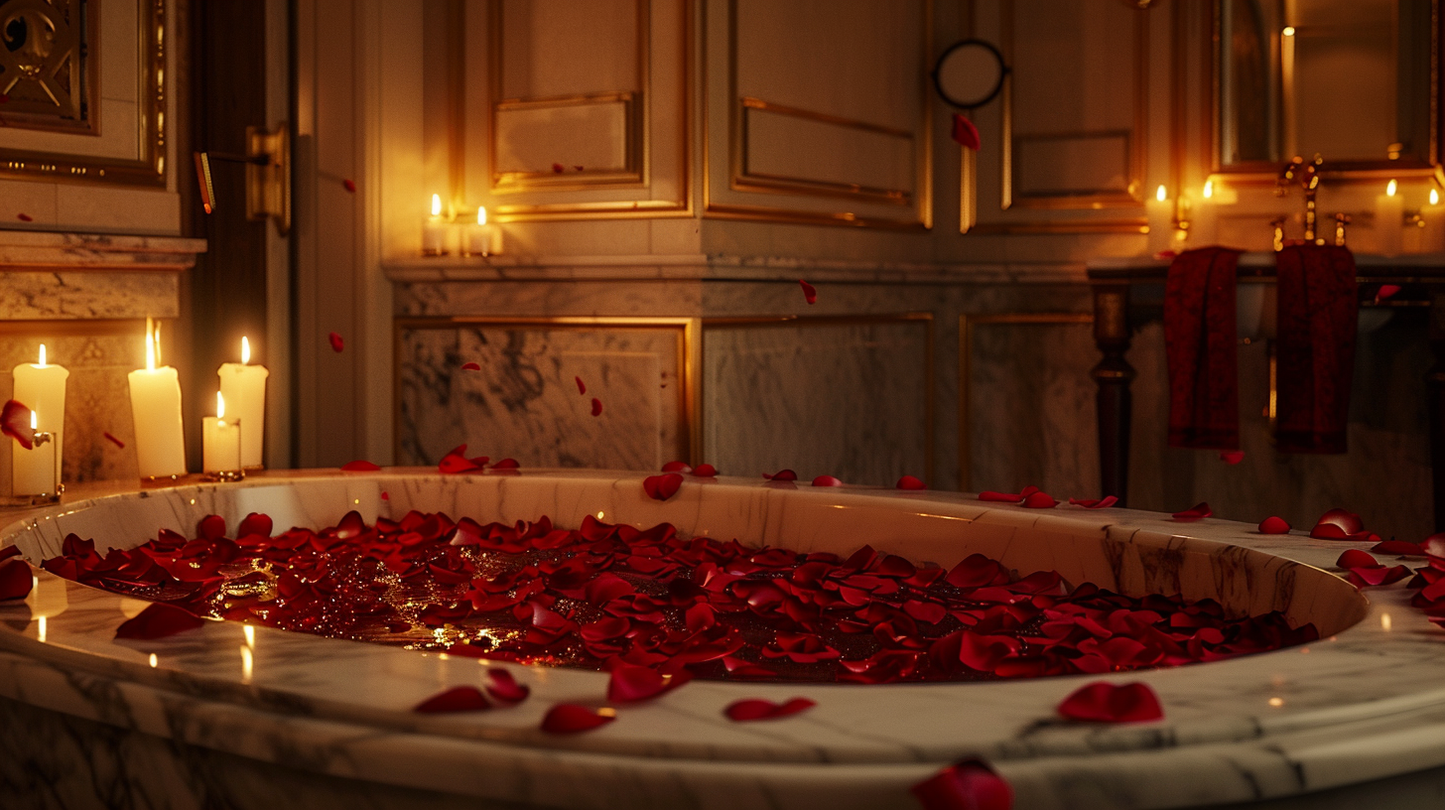 Corbeille de pétales rose rouge foncé séchés pour confettis et chemin d'allée mariage | The Originea