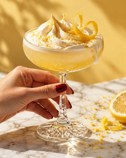 Cocktail poudre de citron jaune en coupe cristal | The Originea