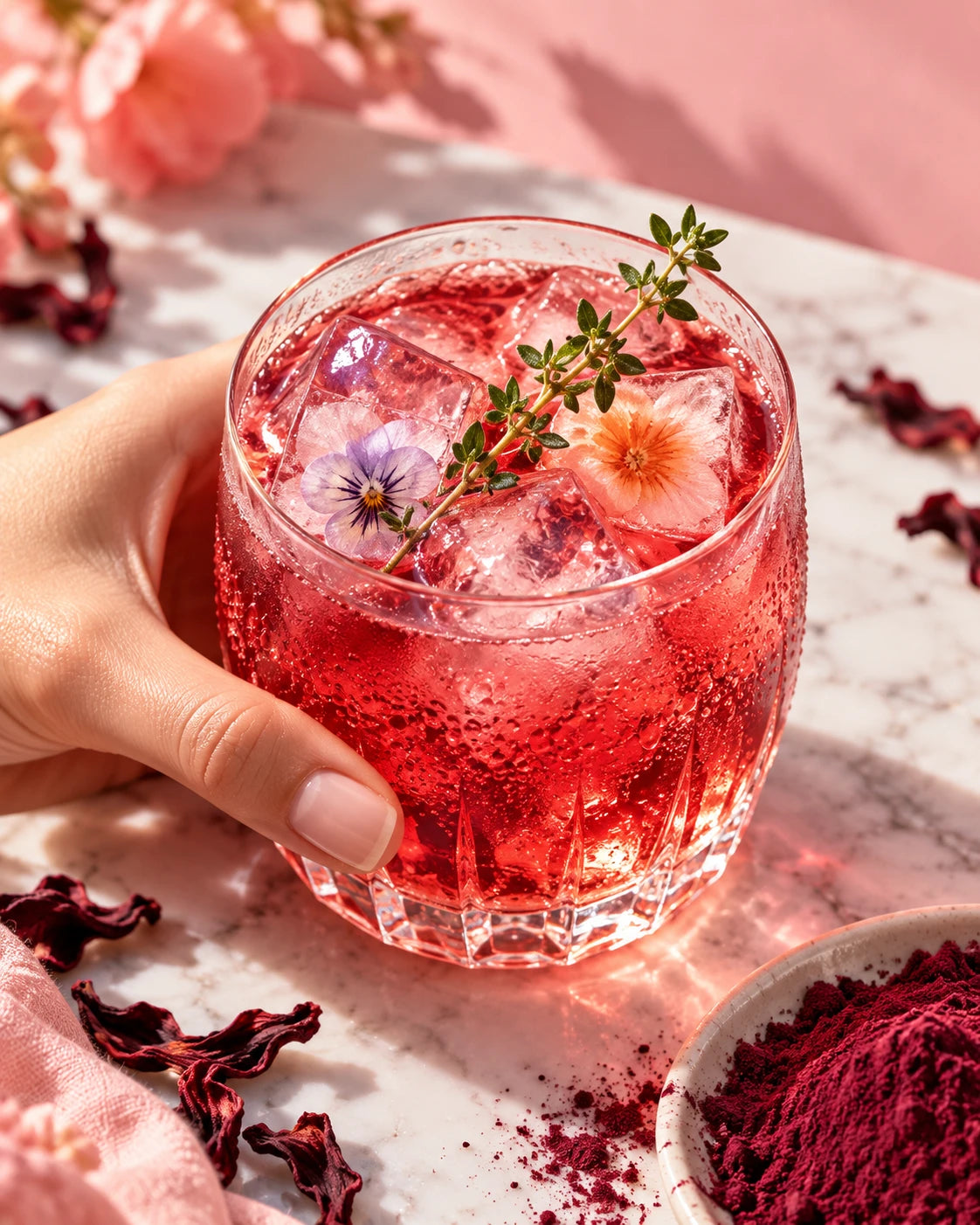 Poudre d'hibiscus cocktail glacé aux fleurs | The Originea