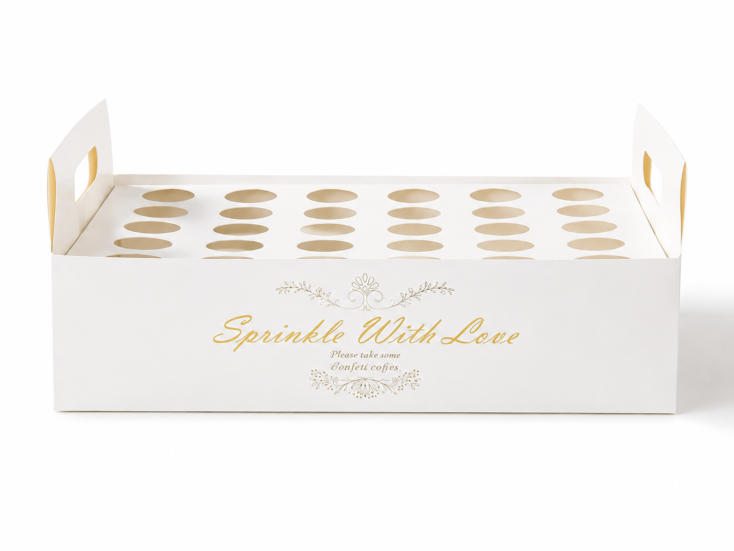 Présentoir carton blanc « Sprinkle With Love » vide, 30 emplacements pour cônes à confettis, mariage | The Originea
