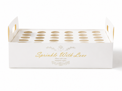 Présentoir carton blanc « Sprinkle With Love » vide, 30 emplacements pour cônes à confettis, mariage | The Originea