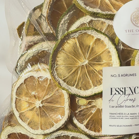 Tranches de citron jaune et citron vert séchées de Sicile — décoration mariage et cocktails | The Originea
