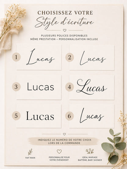 Marque-place sur tranche d'agrume séché avec ruban — décoration table mariage | The Originea
