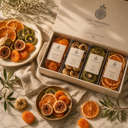 Collection Table d'Exception — Assiette de fruits séchés artisanaux The Originea avec coffret et lavande de Provence, 100% naturel