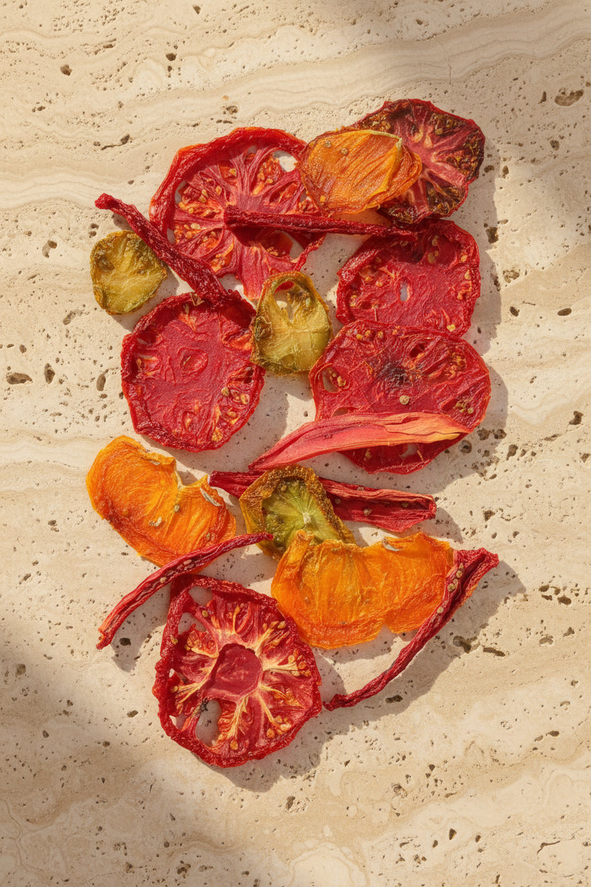 Tomates séchées Les Colorées de la Drôme — mélange 5 variétés sur fond blanc | The Originea