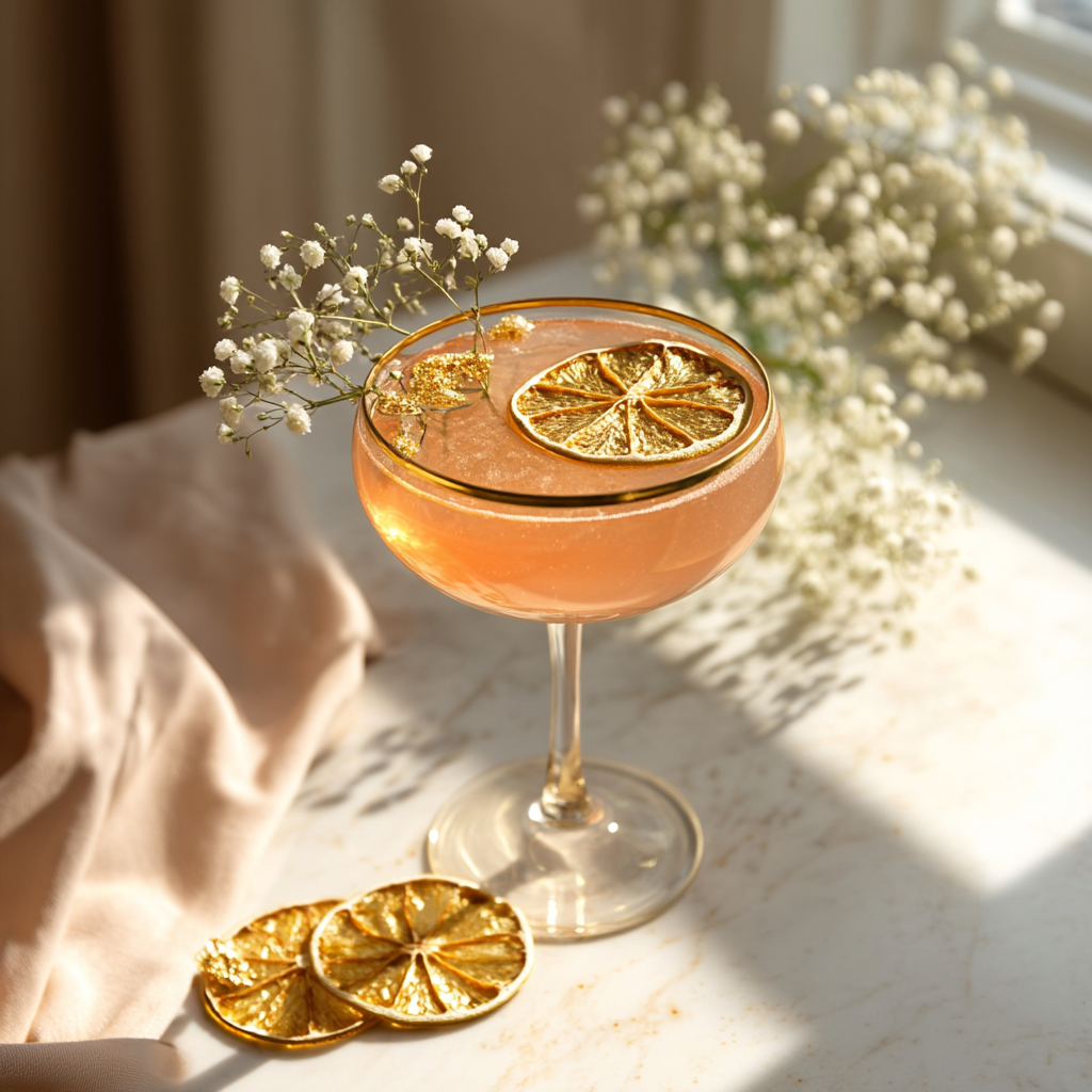 Photography éditoriale cocktail cristal avec garniture citron vert gold | The Originea