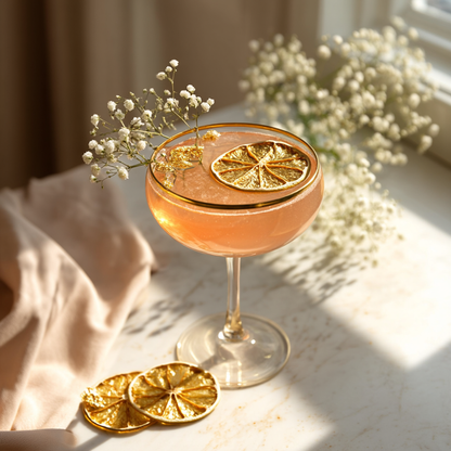 Photography éditoriale cocktail cristal avec garniture citron vert gold | The Originea