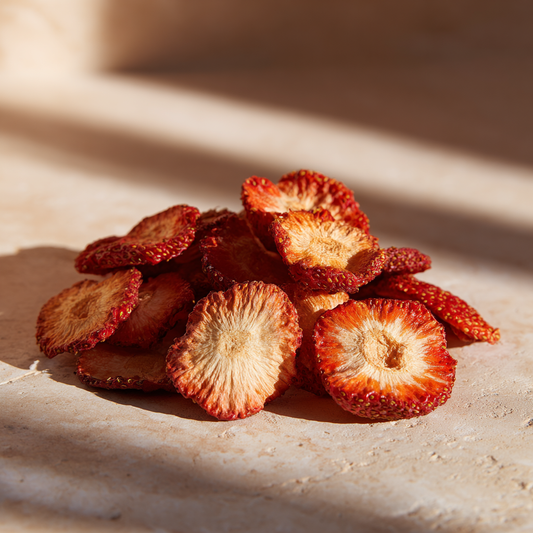 Tranches de fraises séchées artisanales couleur rouge intense — The Originea