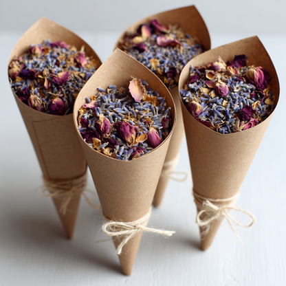 Confettis mariage Provence — lavande et pétales de rose séchés biodégradables, The Originea
